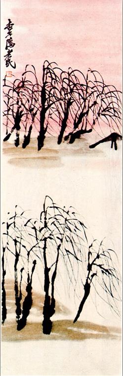 Qi Baishi willows traditionnelle chinoise Peintures à l'huile